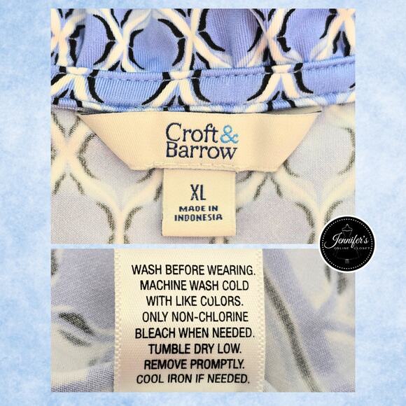 Croft & Barrow Light Blue & White Ruffle Neckline Sleeveless Tunic Top Size XL - Picture 8 of 10